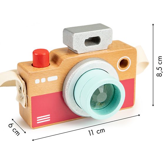 Children's wooden camera with a kaleidoscope