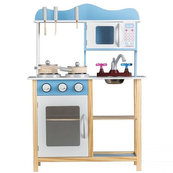 Children's wooden kitchenette with equipment