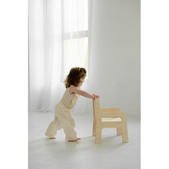 Children's Wooden Table with Chair S/M - Natural