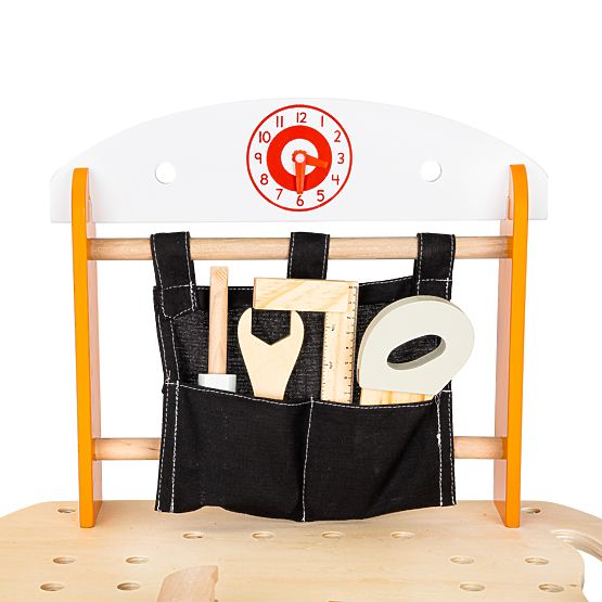 Children's wooden workshop with tools