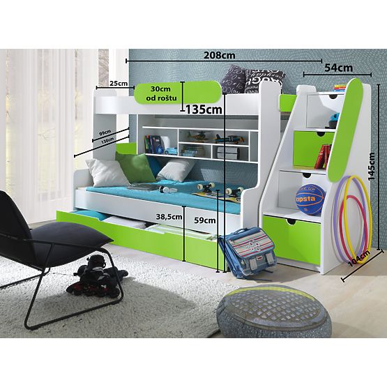 Children storey bed Segan green