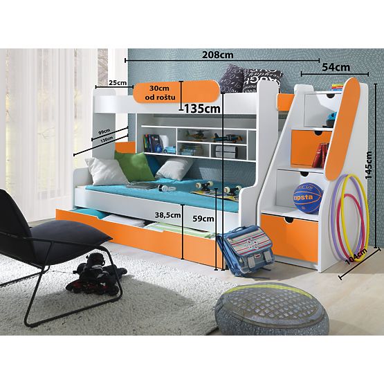 Children storey bed Segan Orange