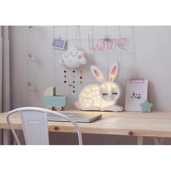 Children wood lamp Bunny - white
