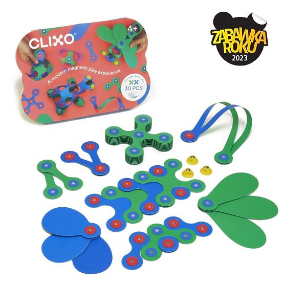 Clixo Magnetic Blocks Crew Pack, Green-Blue