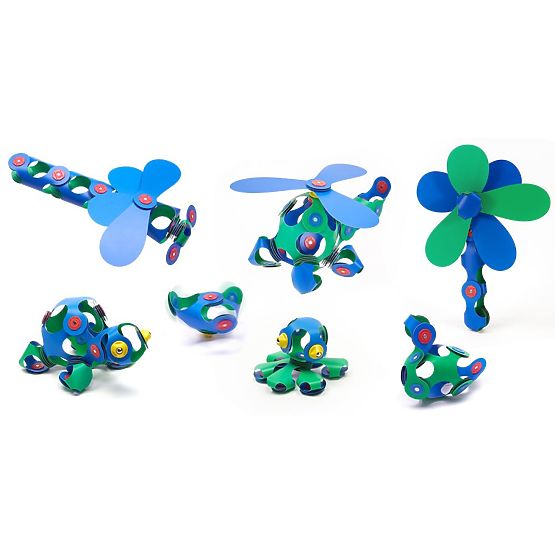 Clixo Magnetic Blocks Crew Pack, Green-Blue