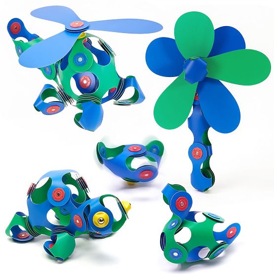 Clixo Magnetic Blocks Crew Pack, Green-Blue