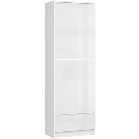 CLOSED BOOKCASE R60 2D 1SZ CLP PK WHITE/ HIGH GLOSS WHITE