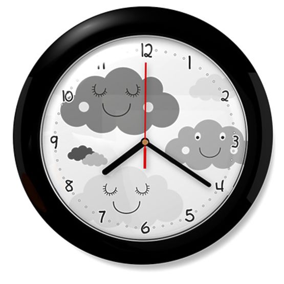 Clouds 72 Children's Clock - Black