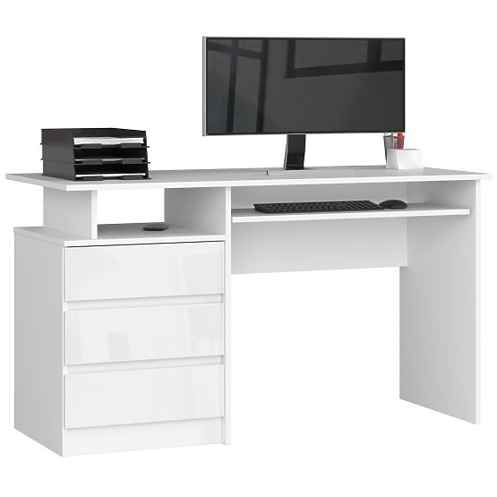 CLP 135cm Desk PK White / White Gloss