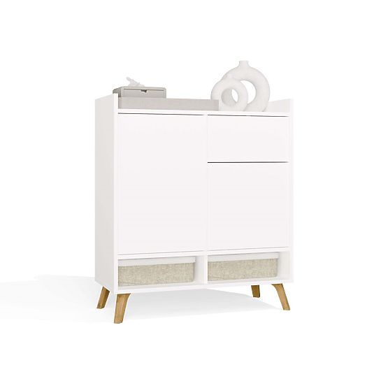 COLIN Sideboard Cabinet 2 Doors 1 Drawer with Legs WHITE