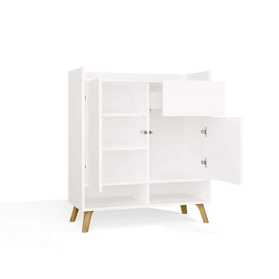 COLIN Sideboard Cabinet 2 Doors 1 Drawer with Legs WHITE