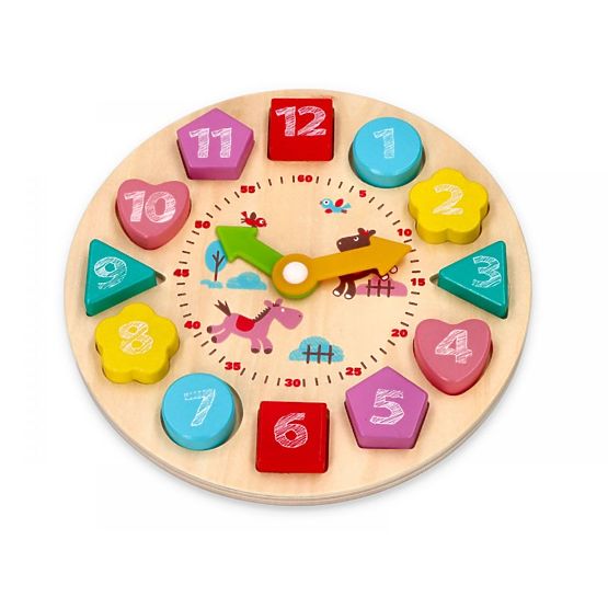 Colorful clock with wooden blocks