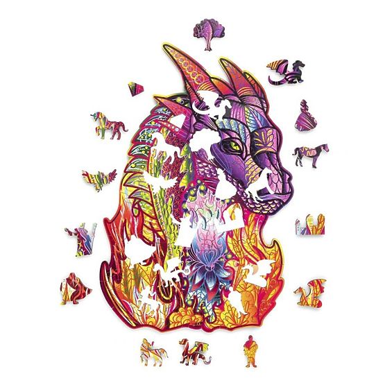 Colorful wooden puzzle - dragon