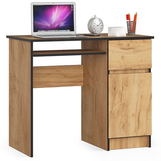 Computer Desk 90 cm Piksel Right - PK Craft Oak