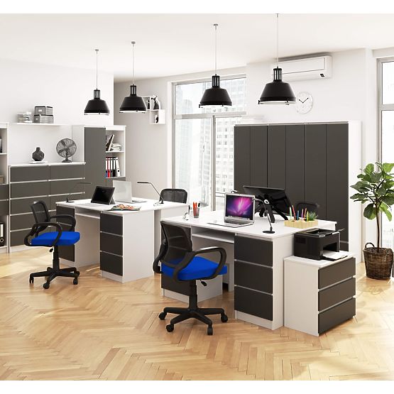 Computer Desk A-11 135 cm 6 Drawers PK White-Graphite Gray