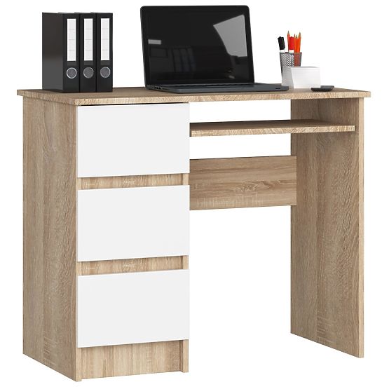 COMPUTER DESK A-6 90 cm LEFT PK SONOMA / WHITE