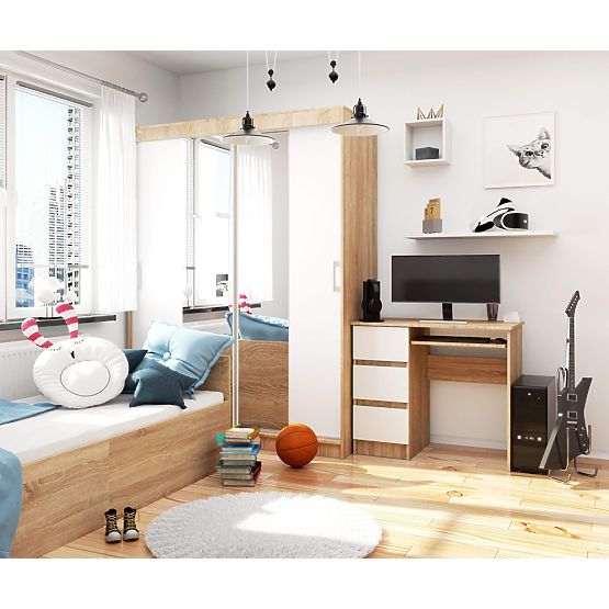 COMPUTER DESK A-6 90 cm LEFT PK SONOMA / WHITE