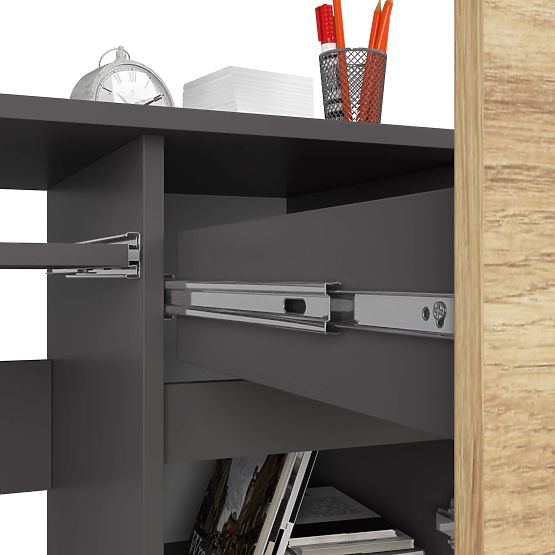 COMPUTER DESK PIKSEL PK GRAY / ARTISAN OAK - RIGHT