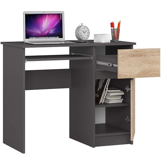 COMPUTER DESK PIKSEL PK GRAY / SONOMA OAK - RIGHT