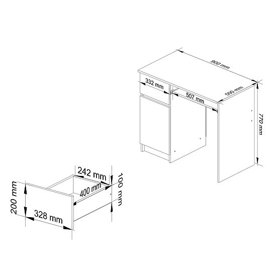 COMPUTER DESK PIKSEL WHITE / GRAY - LEFT