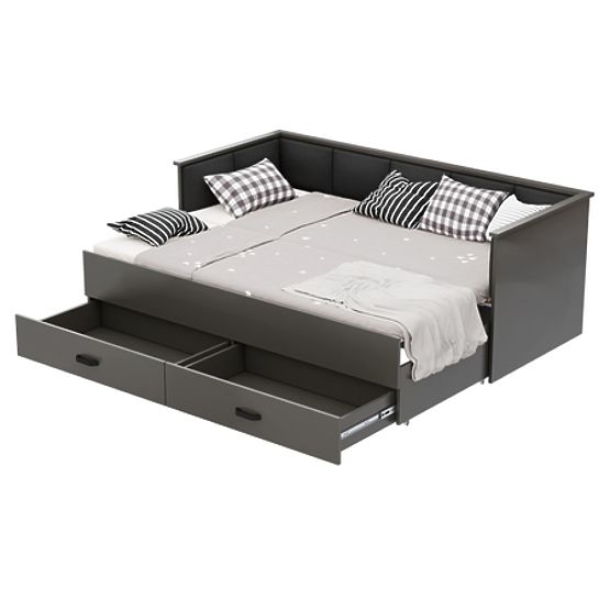 Convertible Bed HELIOS with Upholstered Panels Graphite 200x80/200x160