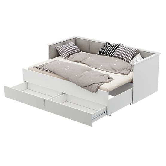 Convertible Bed HELIOS with Upholstered Panels Grey 200x80/200x160