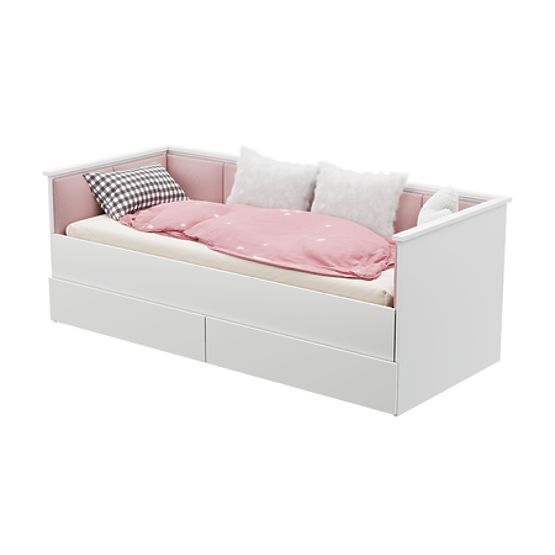 Convertible Bed HELIOS with Upholstered Panels Pink 200x80/200x160
