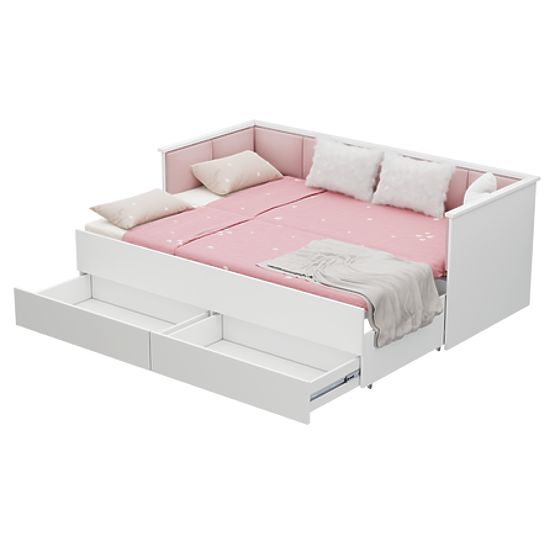 Convertible Bed HELIOS with Upholstered Panels Pink 200x80/200x160