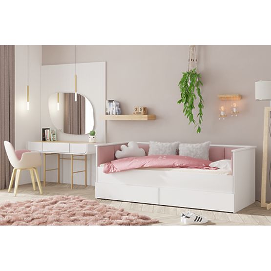Convertible Bed HELIOS with Upholstered Panels Pink 200x80/200x160