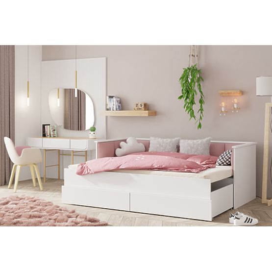 Convertible Bed HELIOS with Upholstered Panels Pink 200x80/200x160