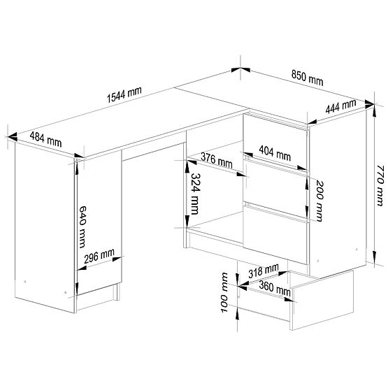 CORNER DESK B20 155 cm RIGHT SONOMA