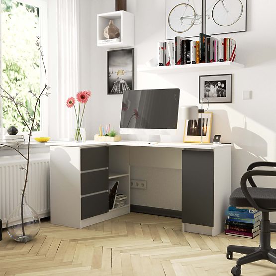 CORNER DESK B20 CLP LEFT WHITE / GRAY