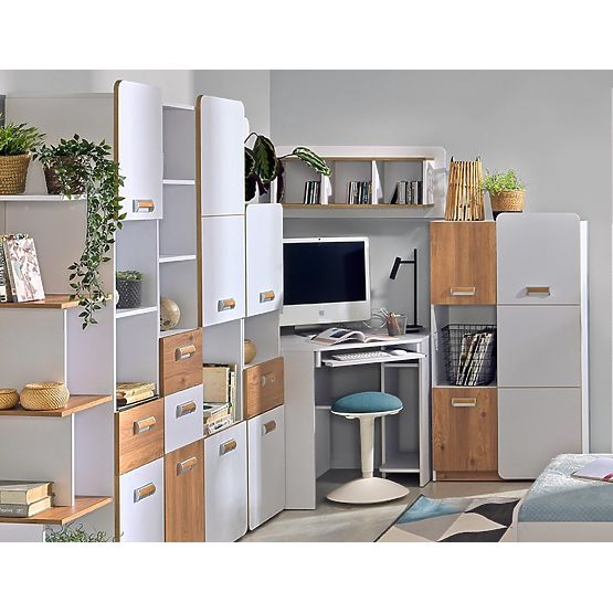 Corner Desk L11 - White / Nash Oak