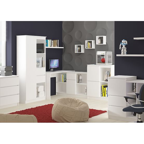 CORNER DESK SET B-17 WITH CABINET AND WHITE DESK