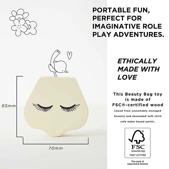 Cosmetic Bag with Wooden Accessories