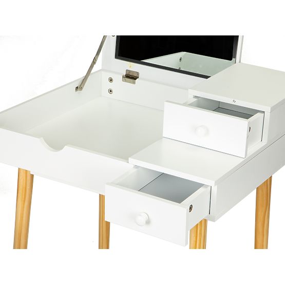 Cosmetic table with mirror and chair