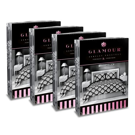 Cotton bedclothes Glamor black and white 140x200cm + 70x90cm