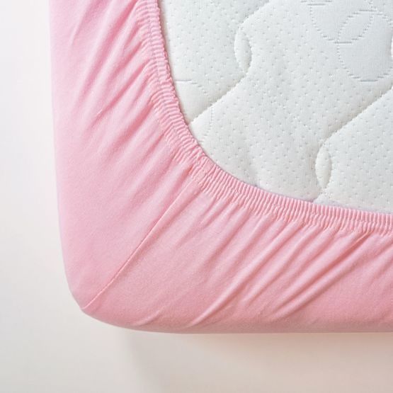 Cotton Fitted Sheet 190x90 cm - Pink