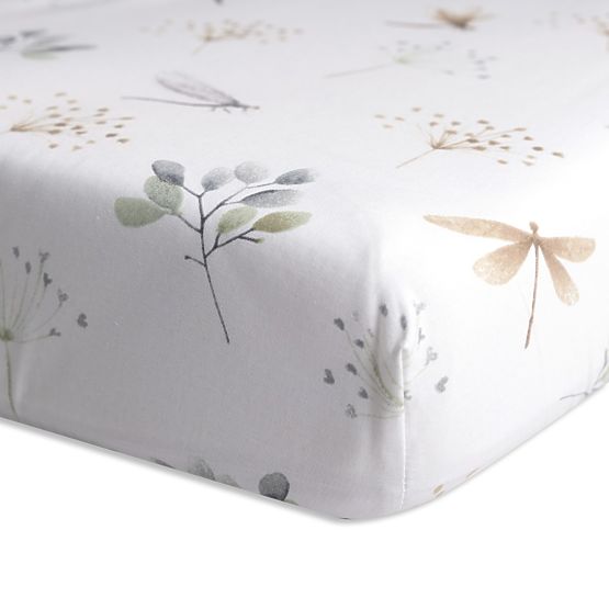 Cotton Fitted Sheet with Elastic - Dragonflies (140x70 cm)