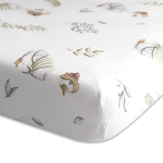Cotton Fitted Sheet with Elastic - Little Geese (120x60 cm)