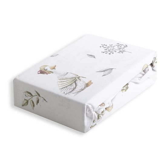 Cotton Fitted Sheet with Elastic - Little Geese (120x60 cm)