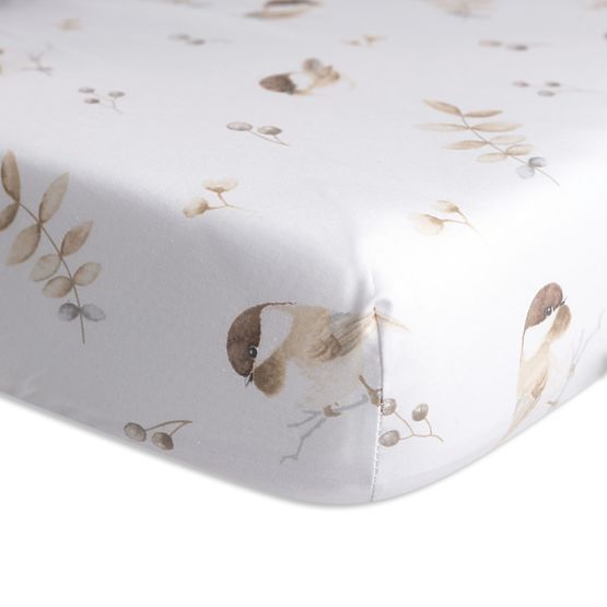Cotton Fitted Sheet with Elastic - Sparrows (140x70 cm)