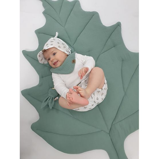 Cotton play mat Leaf - green