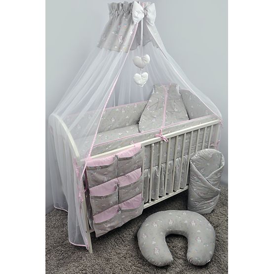 Crib bedding set 120x90cm Pony - grey