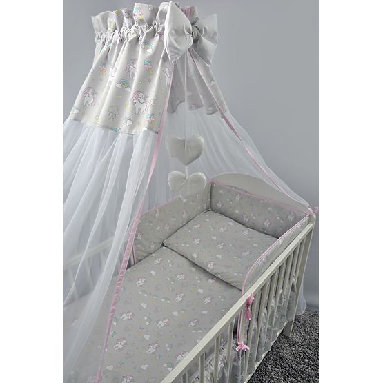 Crib bedding set 120x90cm Pony - grey