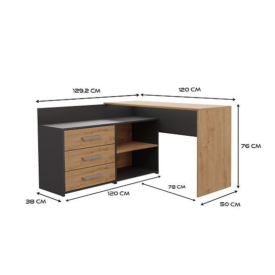DANY Desk Anthracite Oak Artisan