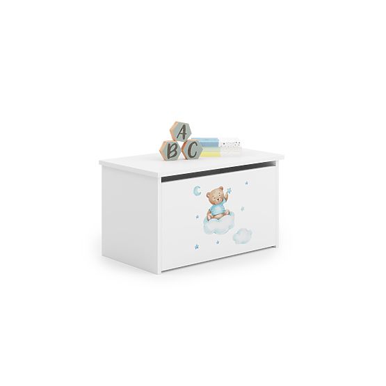 Daria White Toy Chest with Blue Bear Print