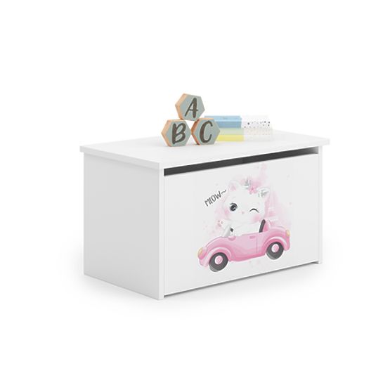 Daria White Toy Chest with Cat Print