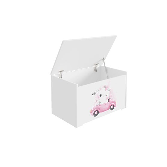Daria White Toy Chest with Cat Print
