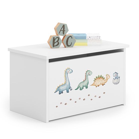 Daria White Toy Chest with Dinosaur Print